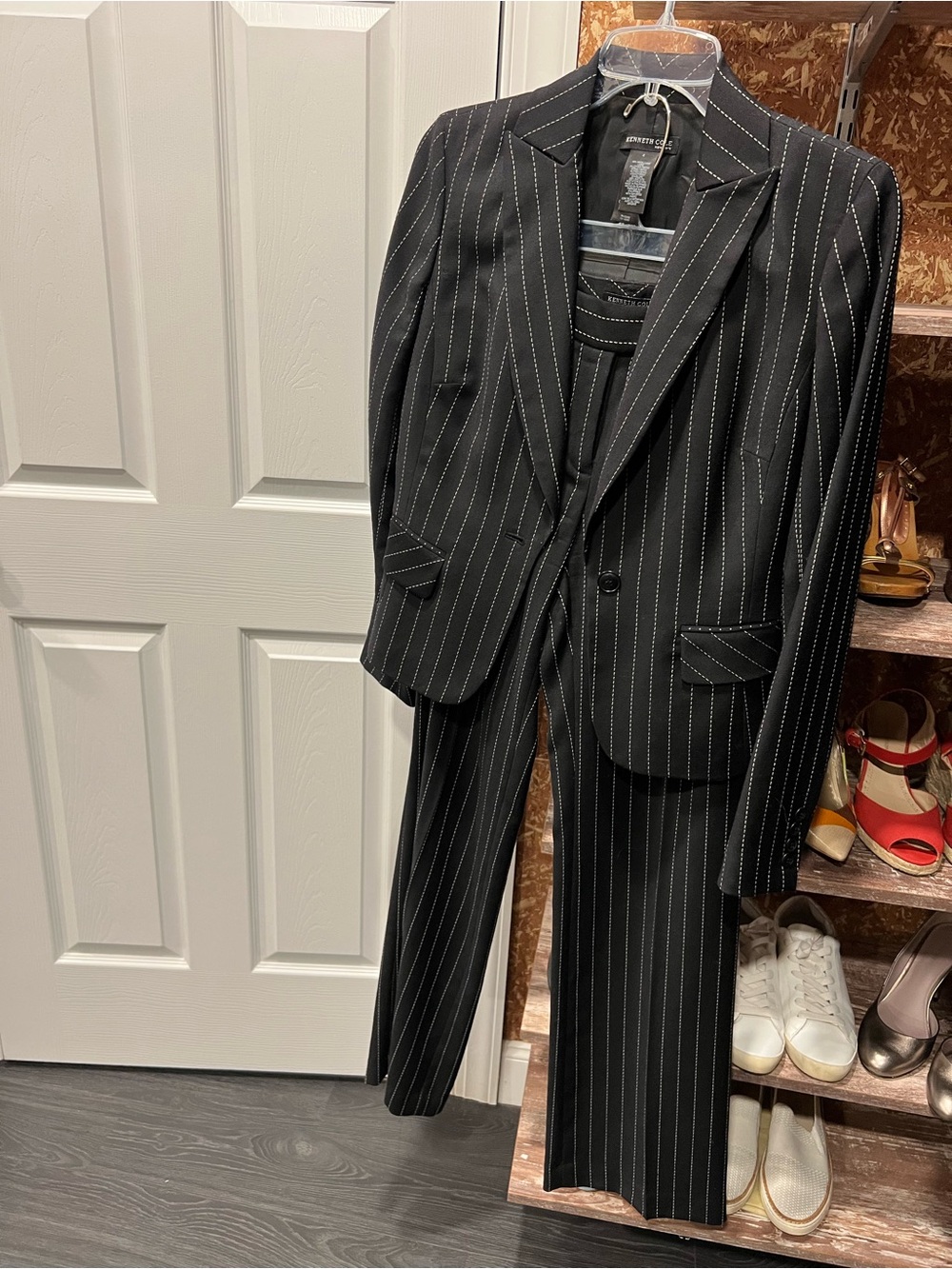 Kenneth Cole New York Black Pinstripe Blazer & Pants Suit